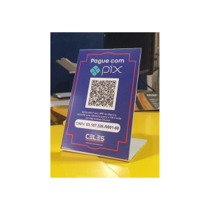 Display de mesa QR Code PIX PS 2mm  / Adesivo Vinil impressão digital alta resolução 10x15 impressão digital alta resolução 4x0 Vinil Adesivo Recorte e dobra eletrônica 
